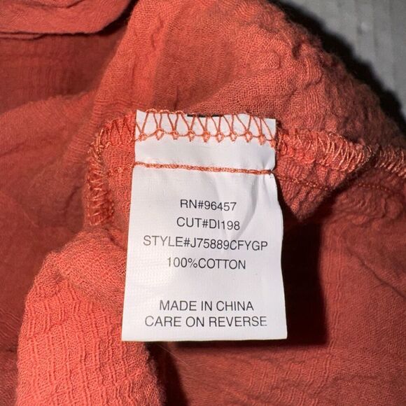 LUQ Rhee Tie Front Top Size Small v neck wrinkle gauze doleman sleeve orange - Picture 3 of 4